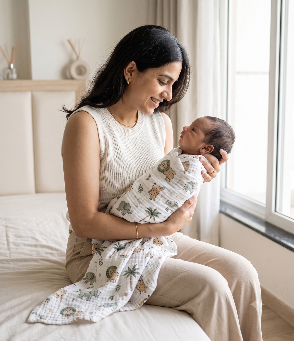 Muslin Cotton Swaddle — Soft Printed Baby Wrap