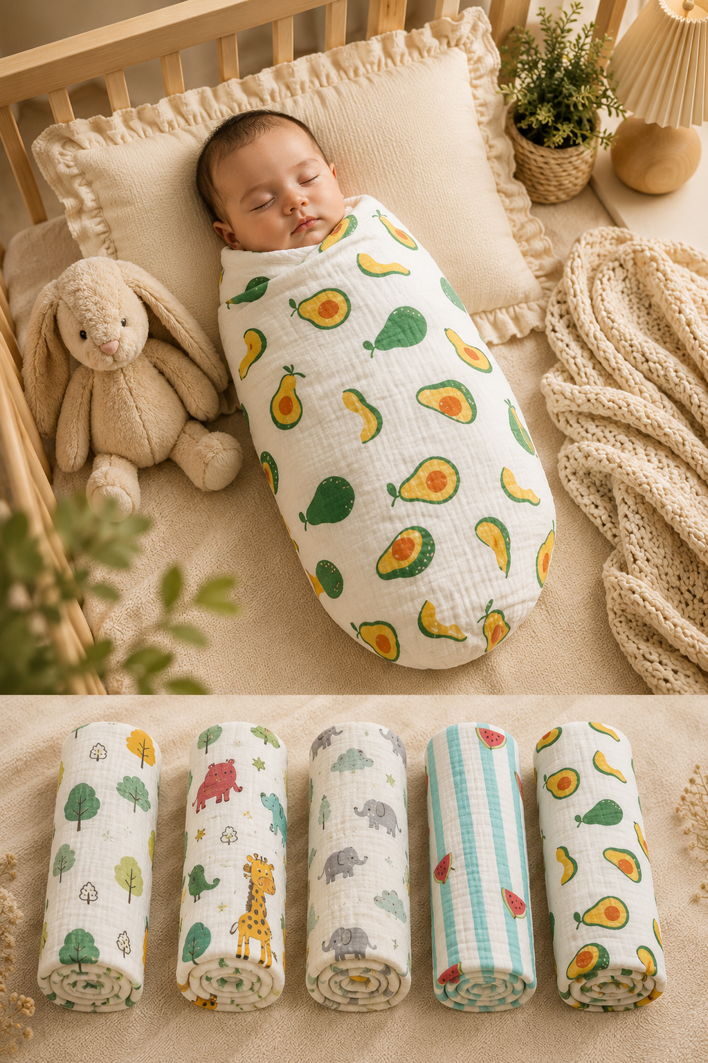 Muslin Cotton Swaddle — Soft Printed Baby Wrap